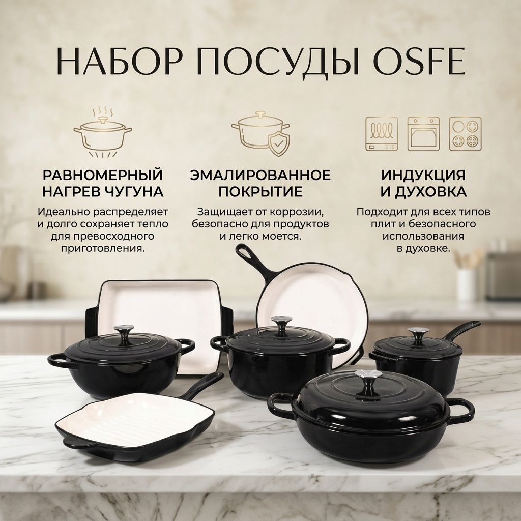 Набор кастрюль OSFE 11 в 1