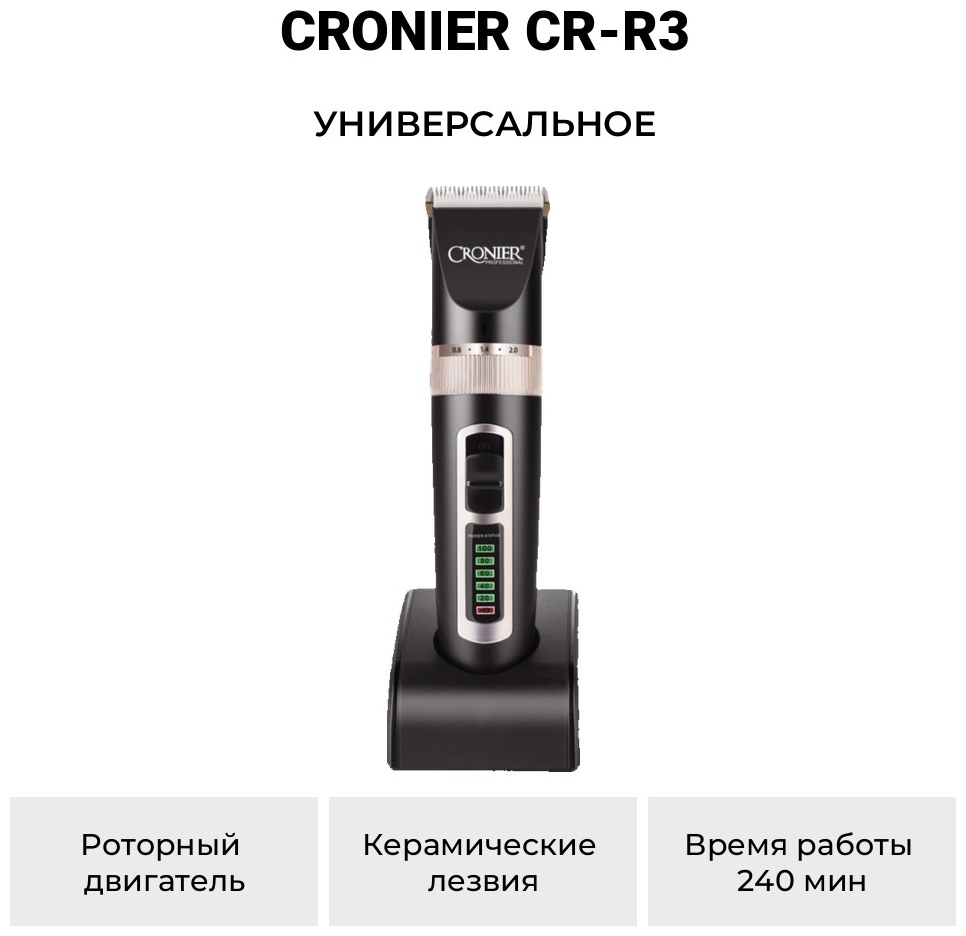 Cronier машинка для стрижки CR-R3 черный, золотой
