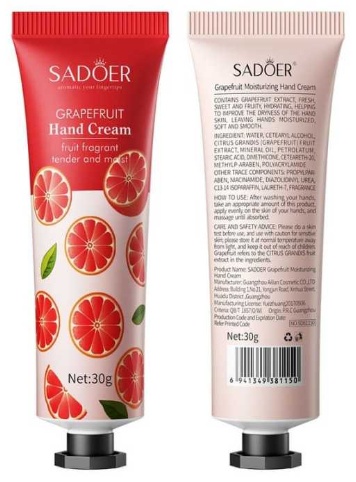 SADOER Grapefruit Moisturizing and Anti Drying Hand Cream крем для рук 30 г, фото 2