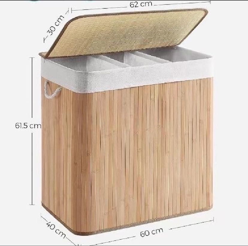 Корзина для белья 60x40x61.5 см, дерево, текстиль