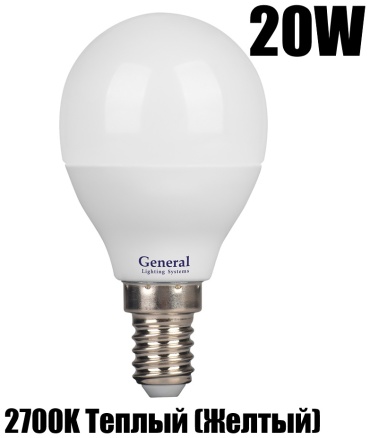 General Lighting Systems 20W E14, светодиодная, теплый белый