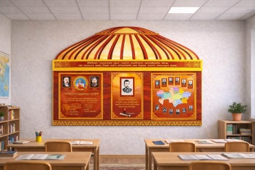 Табло ИП Ерсұлтан Стенд, көрнекілік “ Қазақ тілі мен әдебиеті кабинеті үшін ұлттық стильдегі стенд” 200x140 см