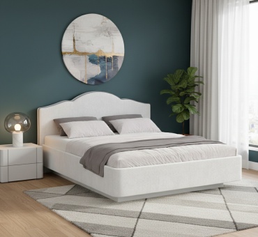 Кровать Шатура Amelie Laim 22/Aurora grey двуспальная, 160x200 см (без матраса, без подъёмного механизма) светло серый