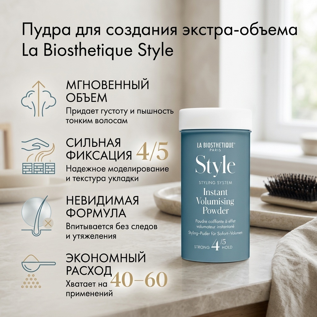 La Biosthetique Пудра для создания экстра-объема пудра сильная фиксация 14 г
