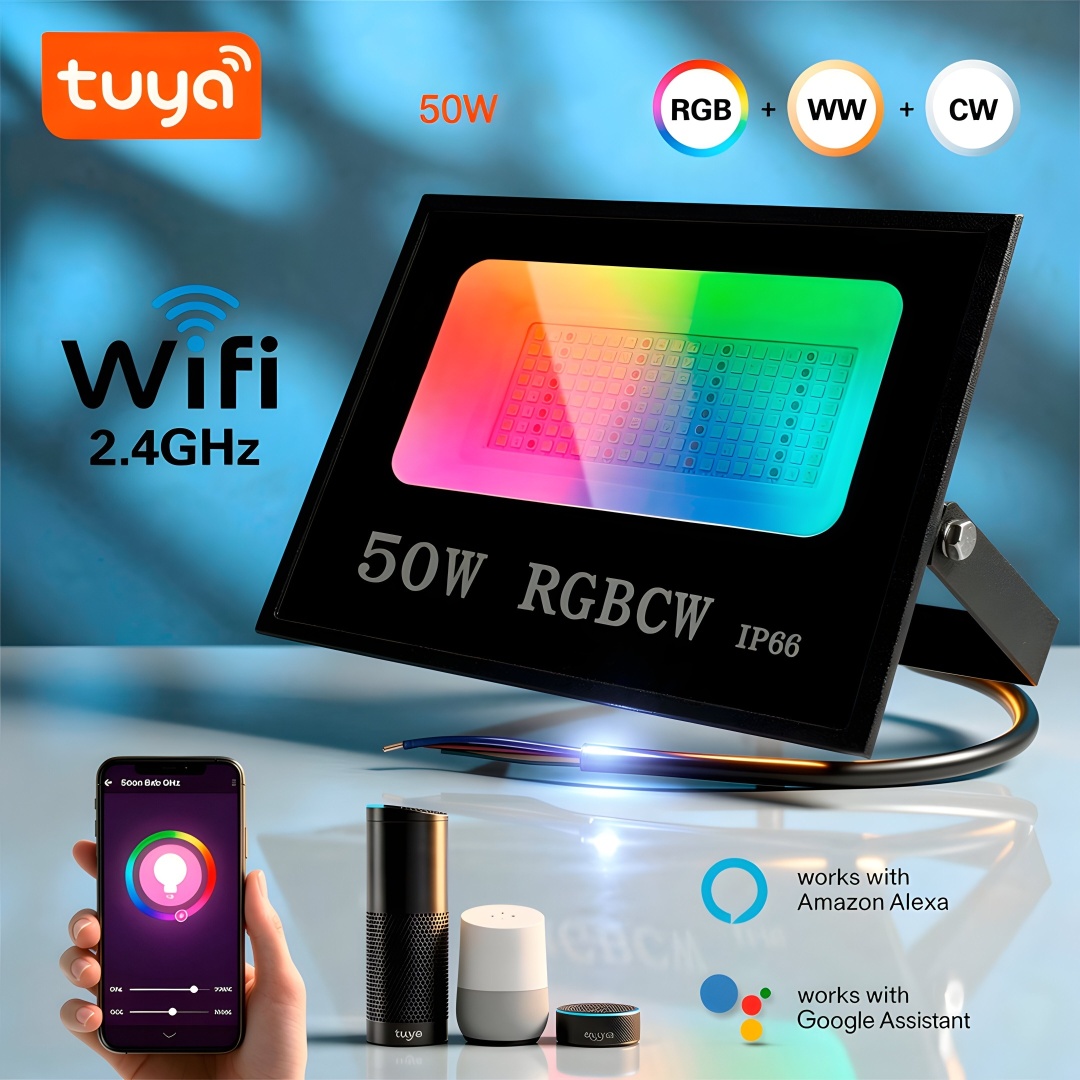 Прожектор на кронштейне Tuya 50 Вт, RGB