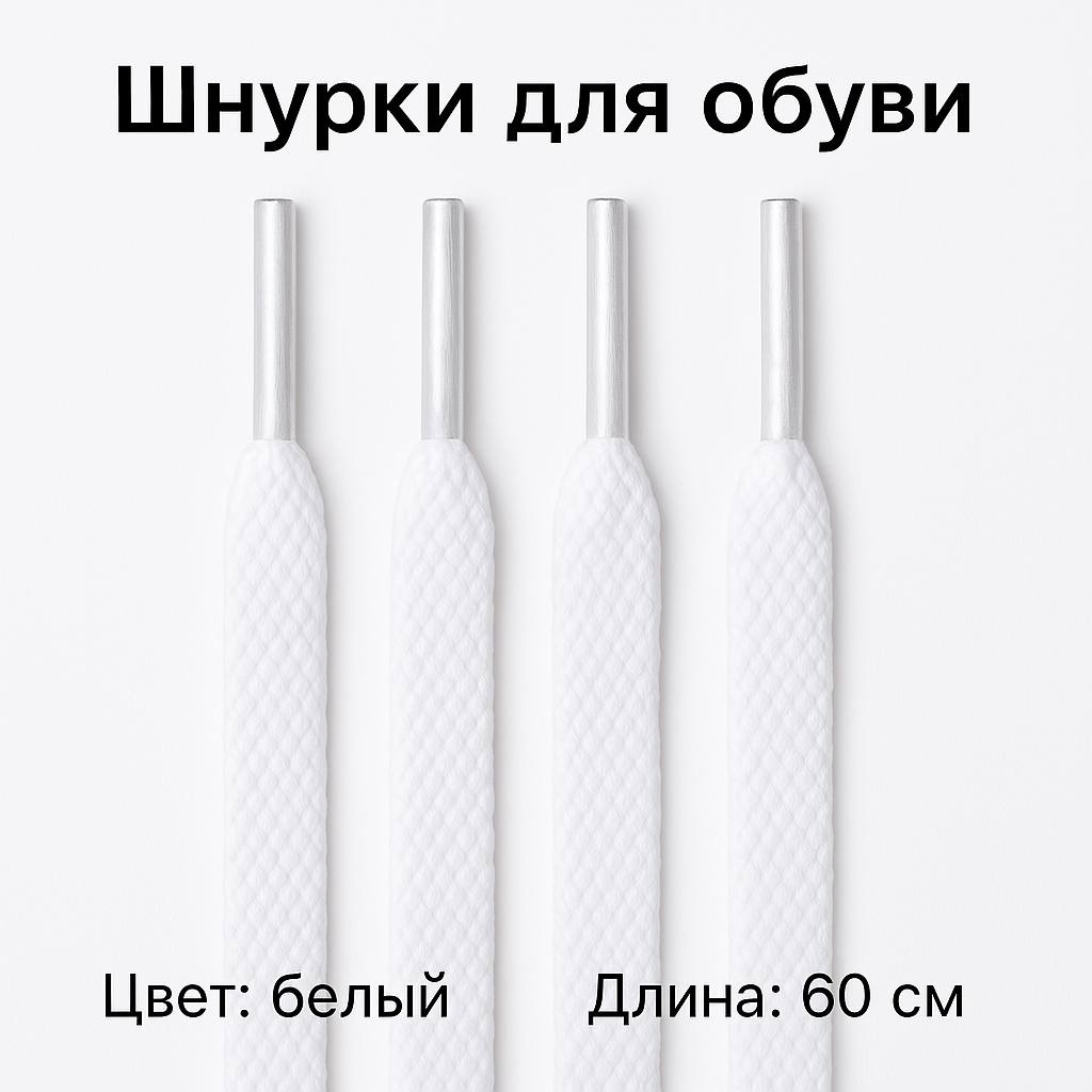 Шнурки Белые Шнурки белый 60 см
