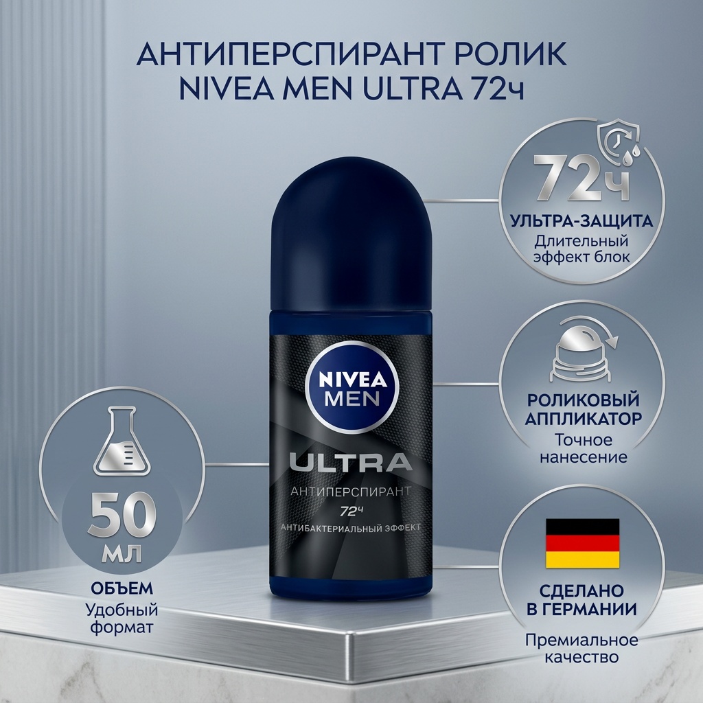 NIVEA Ultra 72ч антиперспирант для мужчин 50 мл