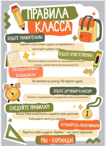 Плакат Правила нашего класса Любовь А4, A4, фотобумага, глянцевая бумага