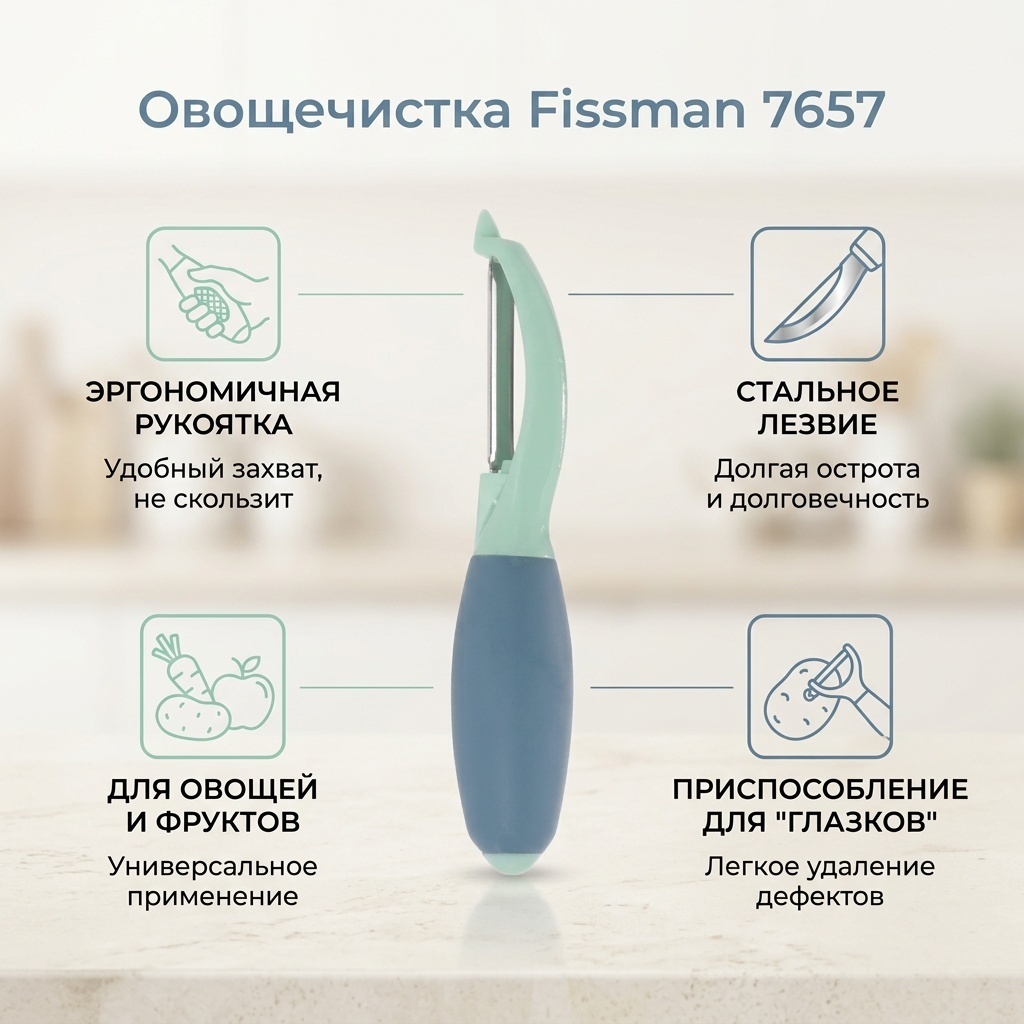 Нож для чистки Fissman, лезвие: сталь 1 шт