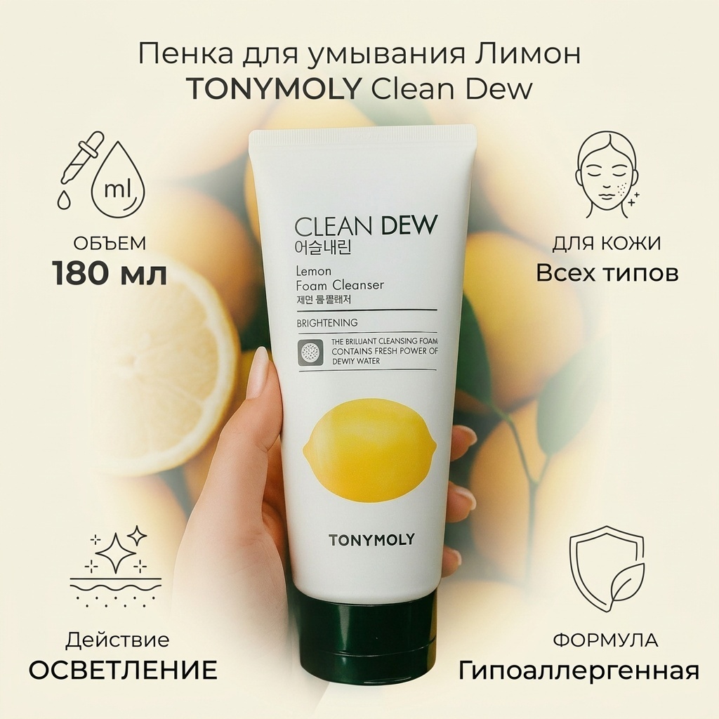 TONY MOLY TONYMOLY Clean Dew Lemon Foam Cleanser пенка 180 мл