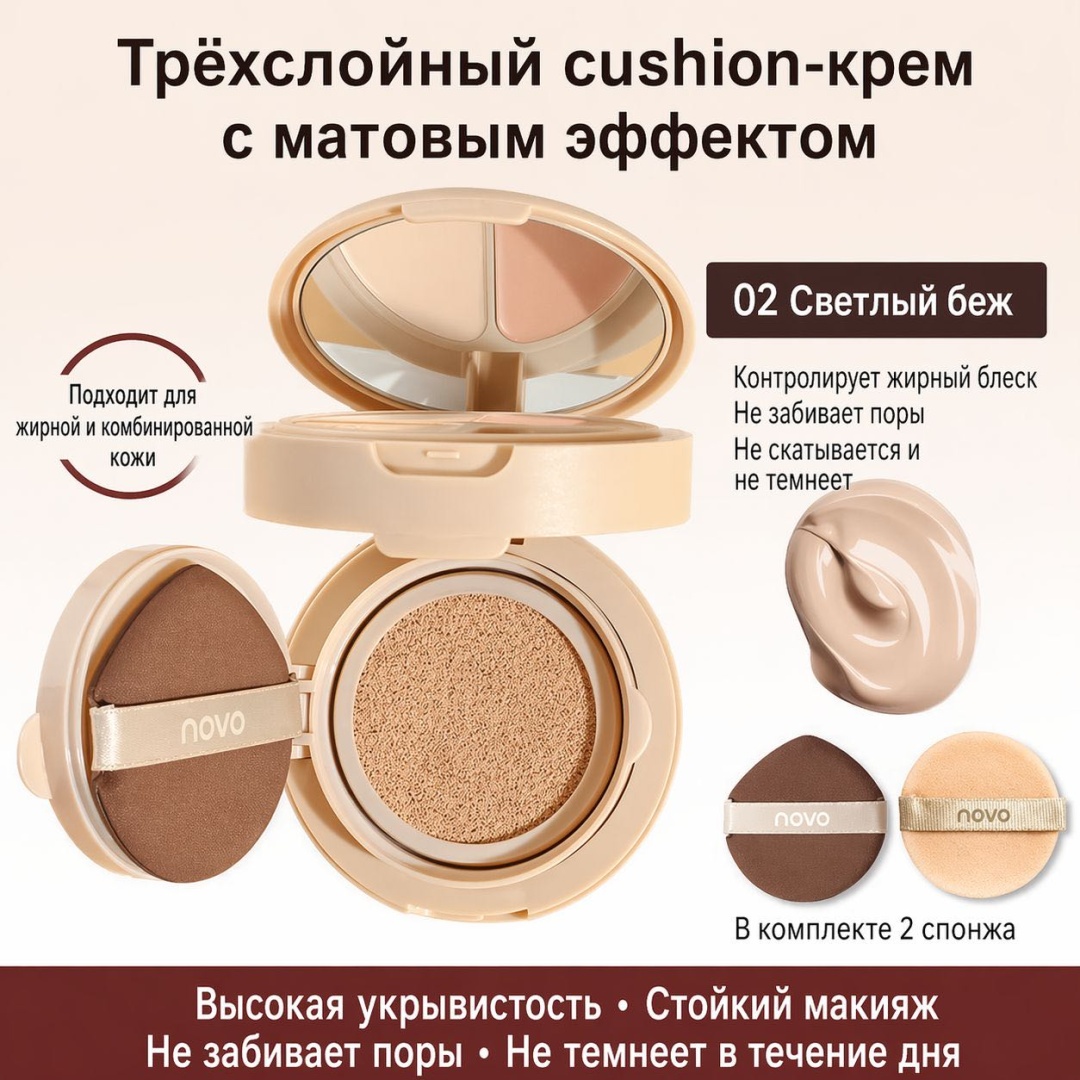 Novo Goldman кушон 02 Натуральный бежевый 20 г