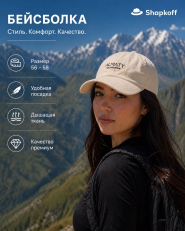 Бейсболка Shapkoff размер универсальный, бежевый