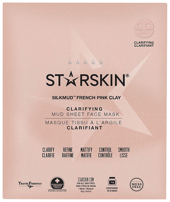 Маска для лица Starskin глиняная Маска для лица очищающая с французской розовой глиной 16г 16 г