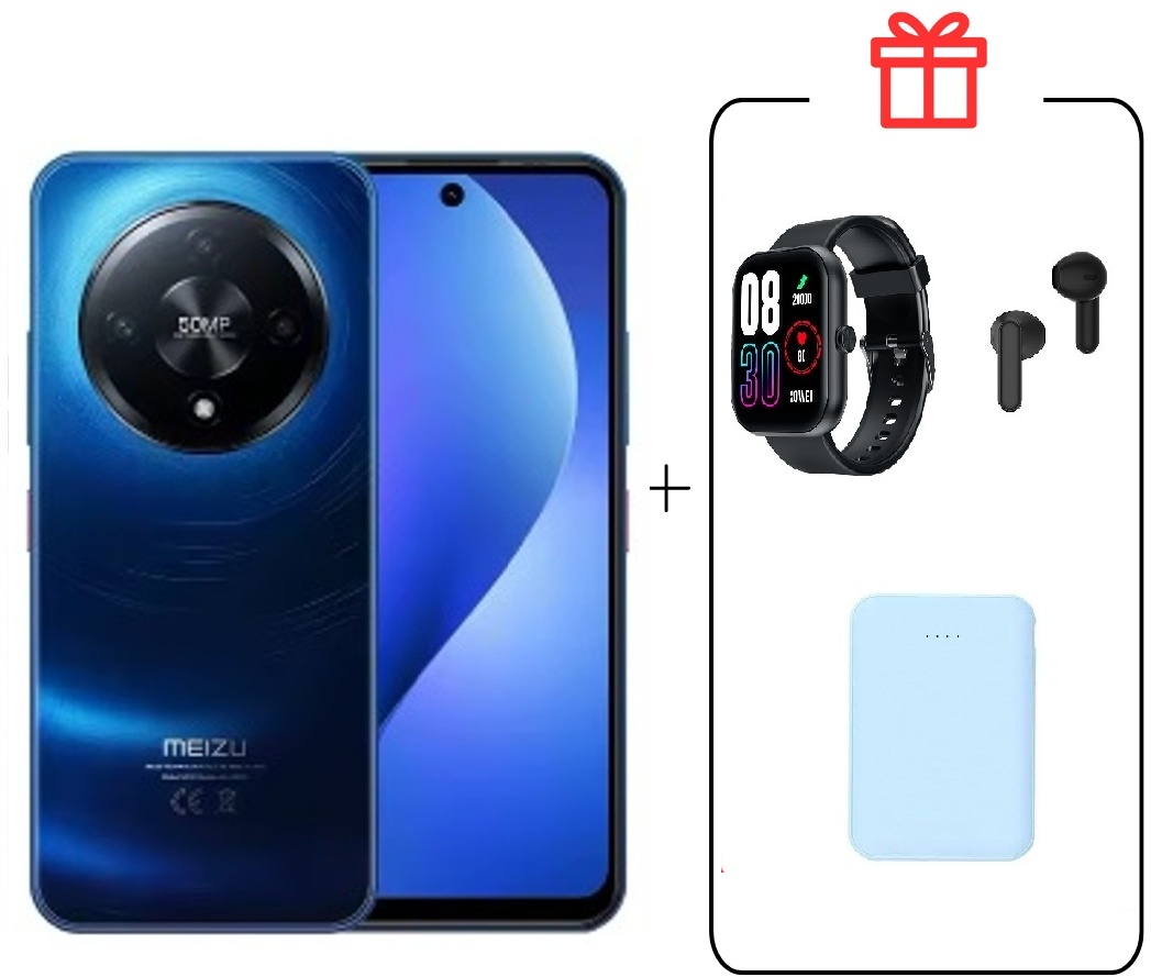 Смартфон Meizu Mblu 22 Рго 8/256GB синий + Смарт-часы XW1 + Внешний аккумулятор XPOWER GO 5000 мАч + buds T01