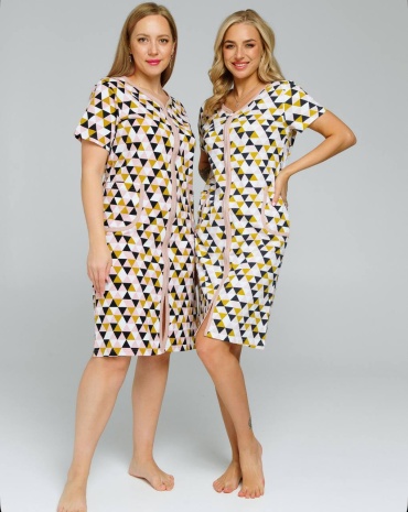 Хлопковый халат Tommiris Home Wear белый, желтый