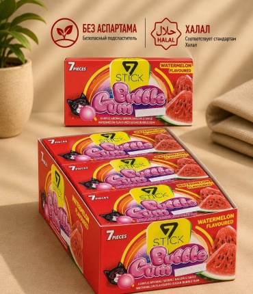 Жевательная резинка 7STICK Bubble gum Watermelon 24 упаковки по 7 шт