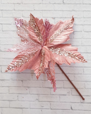 Новогодняя веточка "Пуансеттия" 28 см POINSETTIA-P