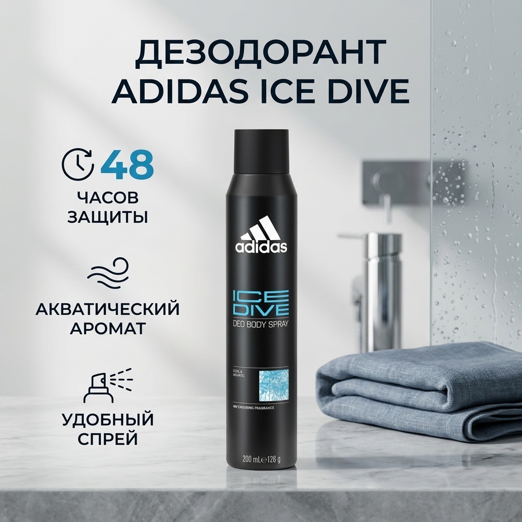 Adidas Ice Dive дезодорант для мужчин 200 мл