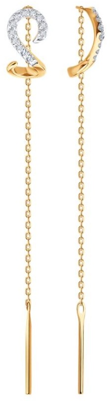 Серьги-цепочки SOKOLOV EAR-SO-585-659642 вес 1.22 г золото, фианит