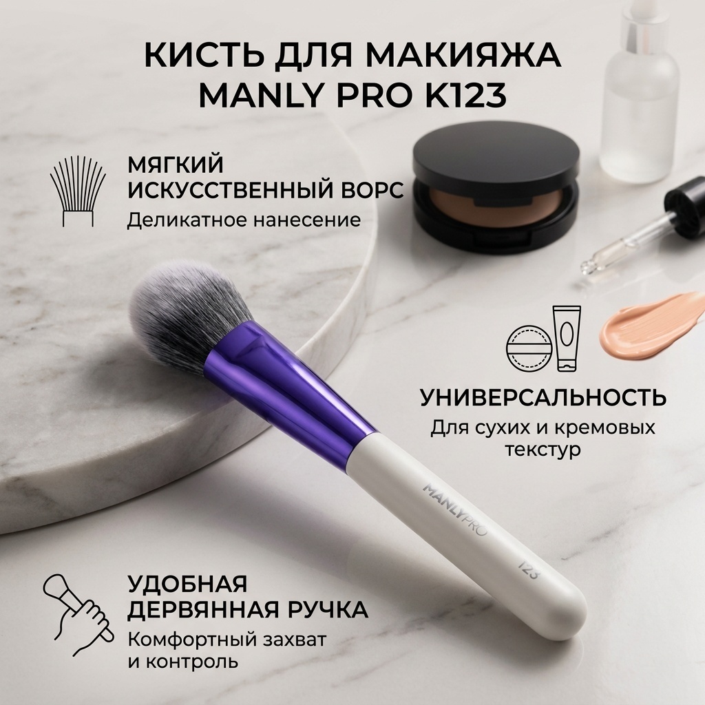 MANLY PRO кисть K123 белый, фиолетовый 1 шт