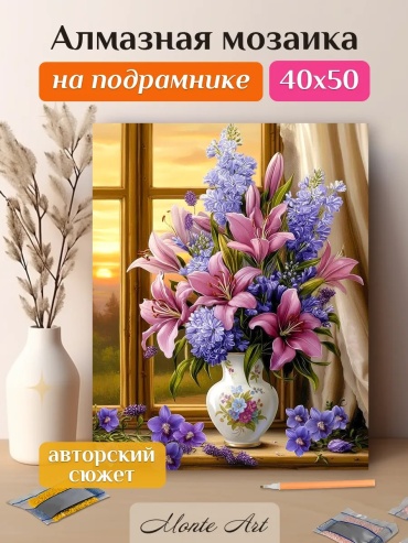Алмазная мозаика Букет с лилиями 40x50 см