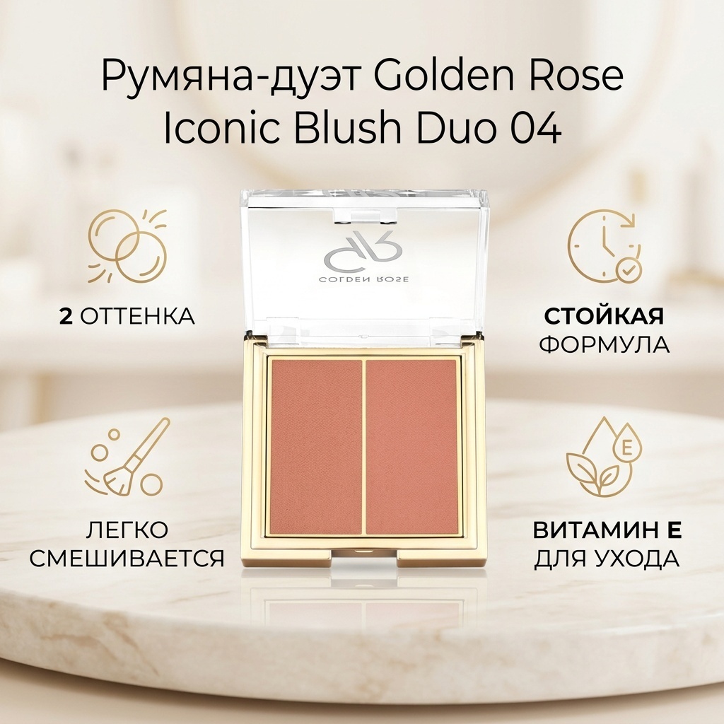 GOLDEN ROSE Iconic blush duo 04 soft pink румяна 04 soft pink