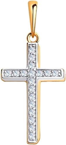 Крестик Diamant 51-130-00375-1 вес 0.99 г золото, фианит