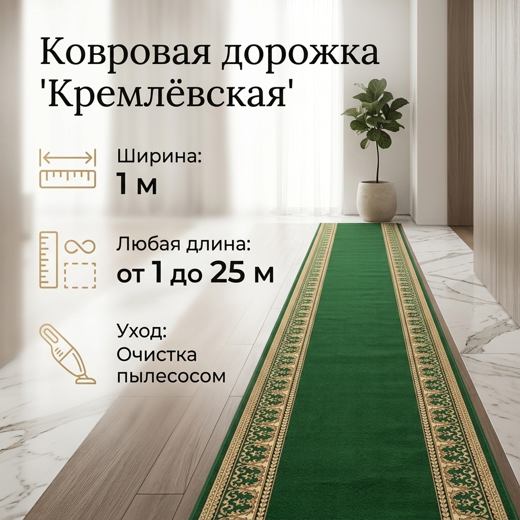 Ковровая дорожка короткий ворс, хлопок, полипропилен, джут, 100 см x 8.5 м