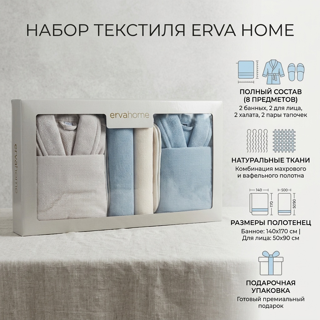Набор полотенец 170x140 см, махровая ткань, ткань вафельная, 4 шт,