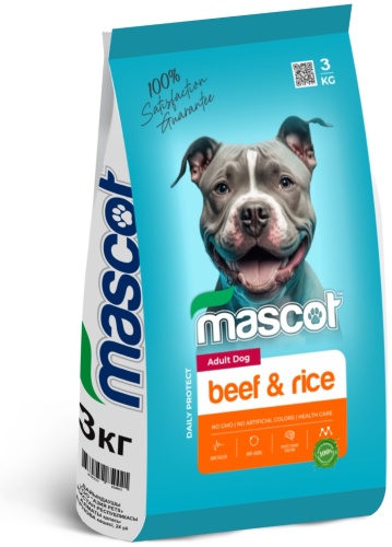 Mascot Adult Dog Говядина с рисом для взрослых средних и крупных пород 3 кг