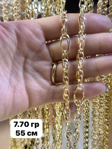 585 ЗОЛОТОЙ Золото цепь длина 55 см, вес 7.7 г золото, плетение валентино
