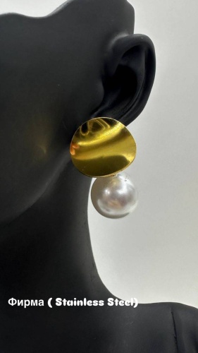 Серьги Stainless Steel бижутерный сплав, искусственный жемчуг