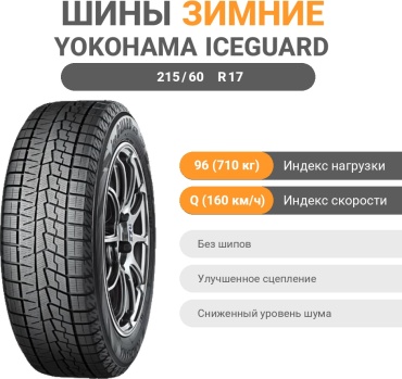 Yokohama iceGuard Studless iG70 215/60 R17 96 Q без шипов