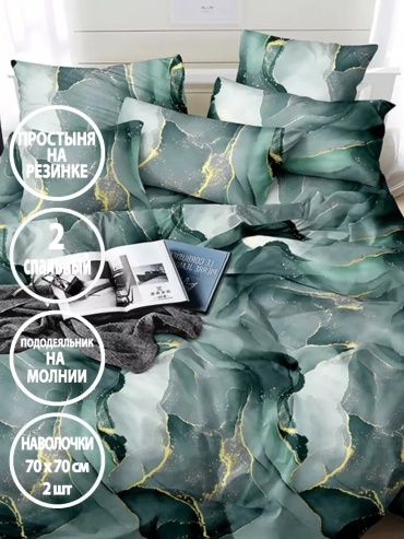 Комплект LETTO на резинке наволочки 70x70см 2-спальный сатин, полиэстер, полисатин, 2 наволочки: 70x70 см