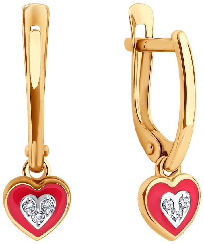 Серьги Diamant EAR-DI-585-199870 вес 1.46 г золото, фианит