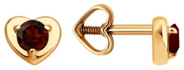 Пусеты SOKOLOV EAR-SO-585-002529 вес 1.11 г золото, гранат