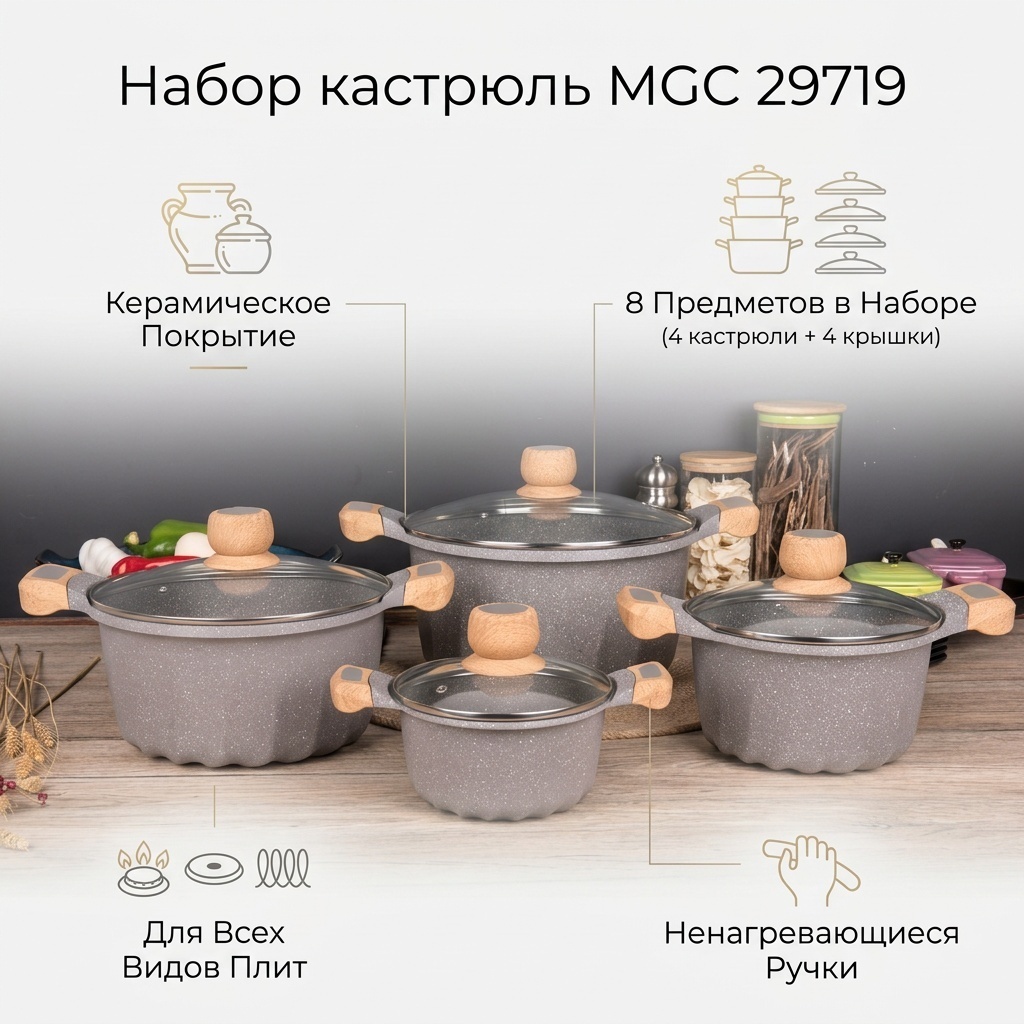 Набор кастрюль MGC 8 в 1