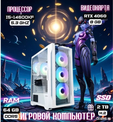 REALTECH i5-14600KF / RTX 4060 8 Гб / 64 Гб / SSD 2000 Гб / Win 11