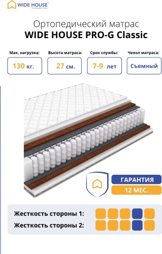 Матрас WIDE HOUSE PRO-G Classic, 190x200x27 см