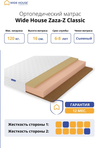 Матрас WIDE HOUSE Zaza-Z Classic, 180x200x16 см