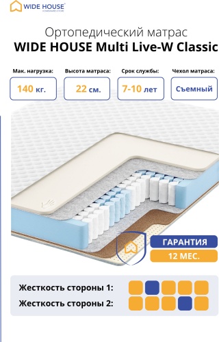 Матрас WIDE HOUSE Multi Live-W Classic, 170x195x22 см