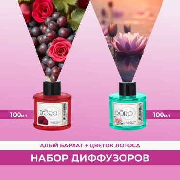 Диффузор с палочками Gamma D'ORO Алый бархат, цветок лотоса 100 мл