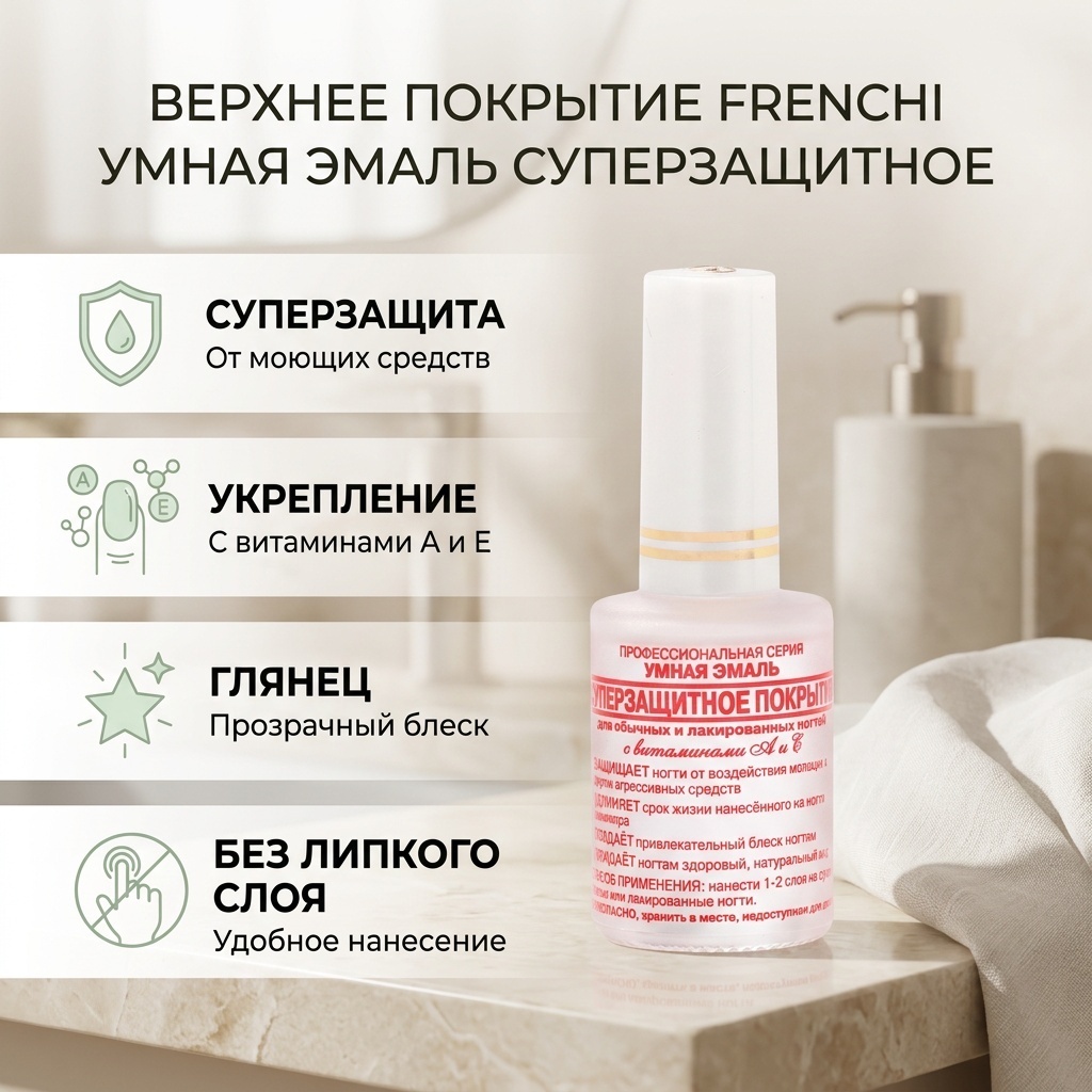 Frenchi верхнее покрытие Умная эмаль суперзащитное покрытие прозрачный глянцевое 11 мл