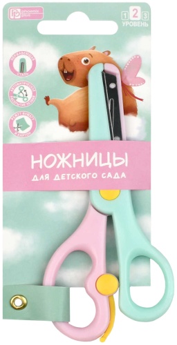 Ножницы детские Феникс плюс Капибара-милашка 72867, 13.5 см, розовый, мятный