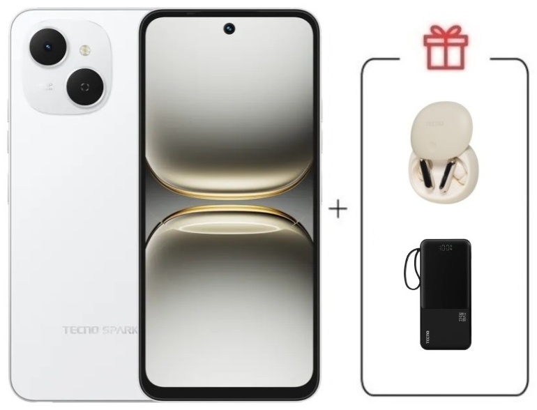 Смартфон TECNO SPARK 40C 8 ГБ/128 ГБ белый + подарок