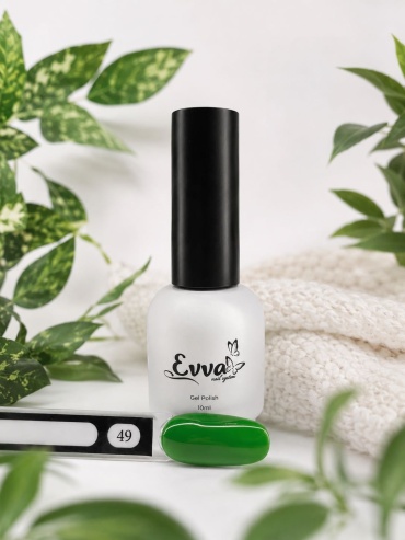 Evva гель-лак Gel Polish 49 Насыщенный зеленый,весенняя листва,весенняя трава глянцевое 10 мл