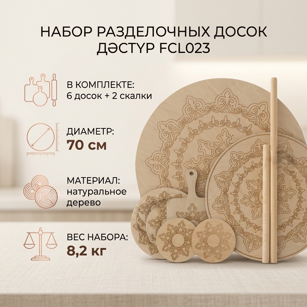 Дәстүр набор разделочных досок Базовая коллекция FCL023 6 шт, дерево