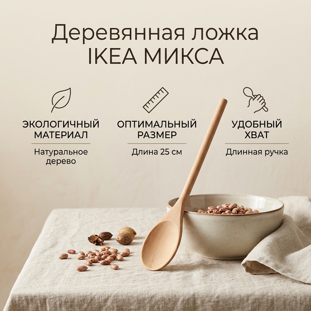 Ложка IKEA 1 шт, бежевый МИКСА 20454047