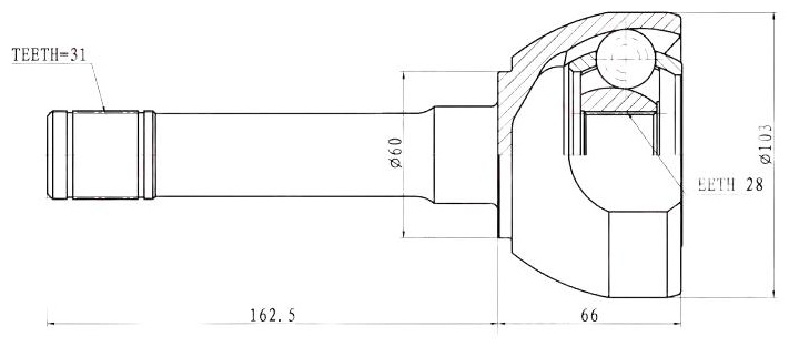 LYNXauto шрус наружный CO5735