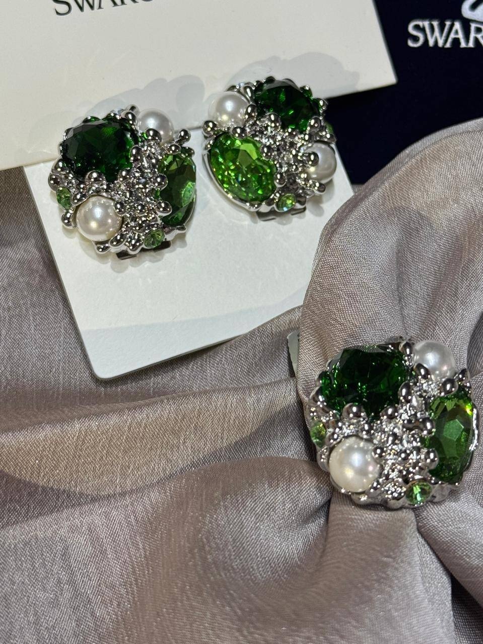 Комплект медь, ювелирный сплав, кристаллы Swarovski